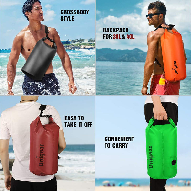 [AUSTRALIA] - Unigear Dry Bag Waterproof, Floating and Lightweight Bags for Kayaking, Boating, Fishing, Swimming and Camping with Waterproof Phone Case Green 5L 