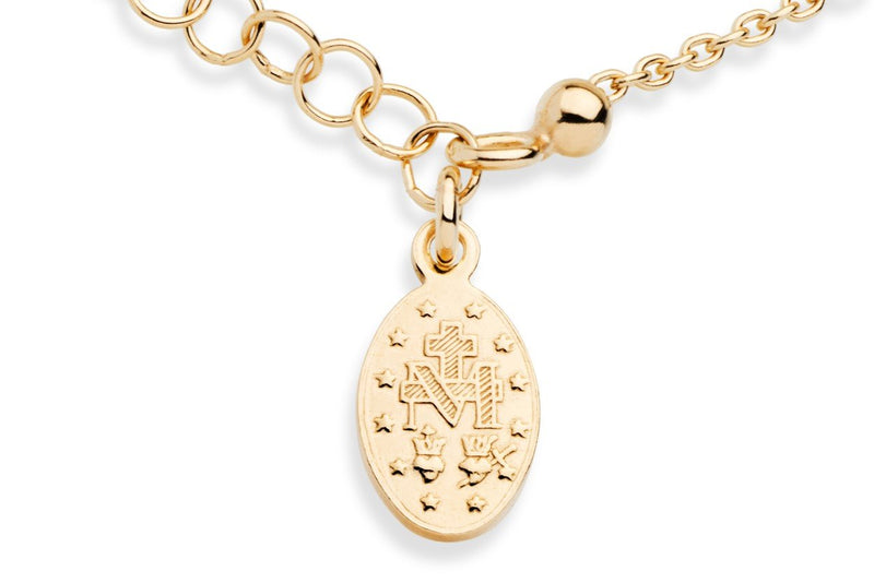 Miabella 18K Gold Over Sterling Silver Italian Rosary Cross Bead Charm Link Chain Bracelet for Women Teen Girls, Adjustable, 925 Made in Italy Length 6 to 7 Inch - BeesActive Australia