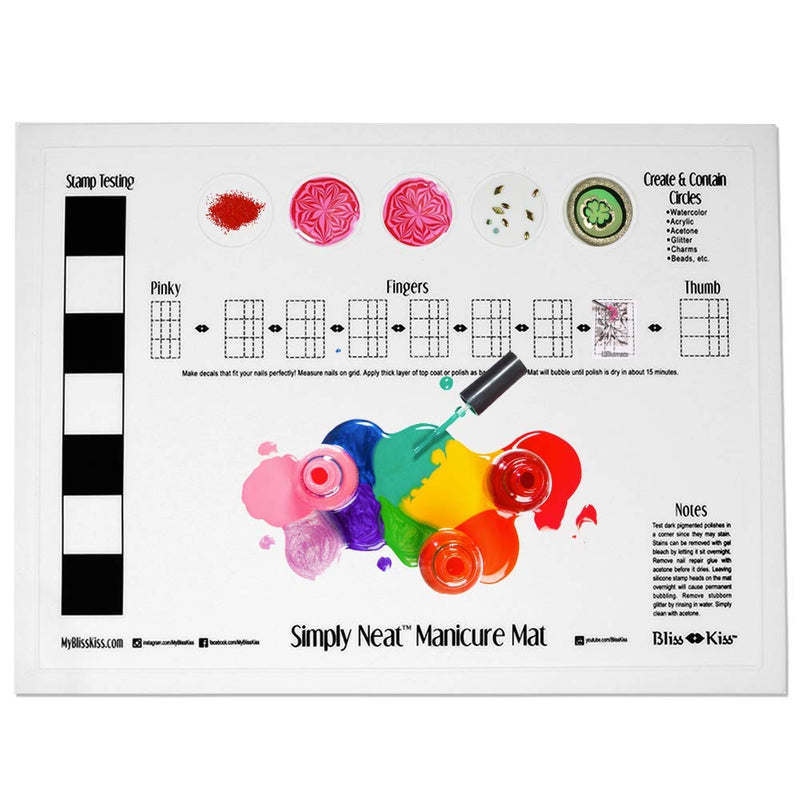 Bliss Kiss Simply Neat Manicure Mat - Silicone Manicure Mat for Stamping and Nail Art - BeesActive Australia