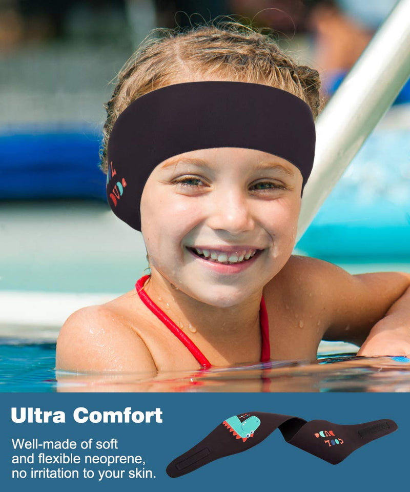 MoKo Swimming Headband for Kids & Adults, Cute Swimmers Headband Ear Band Waterproof Ear Protection Band (S Size for Kids Age 1-2, M Size for Kids Age 3-9, L Size for Kids Age 10+ and Adults) Black Medium (Pack of 1) - BeesActive Australia