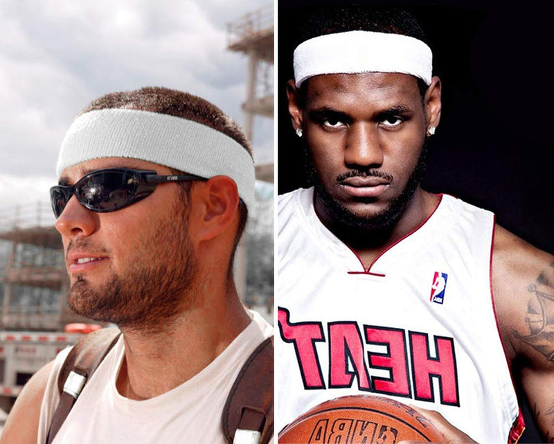 3 Pack Men & Women Sweatband Headband Terry Cloth Moisture Wicking for Sports Tennis Gym Work Out White,Black,Gray - BeesActive Australia