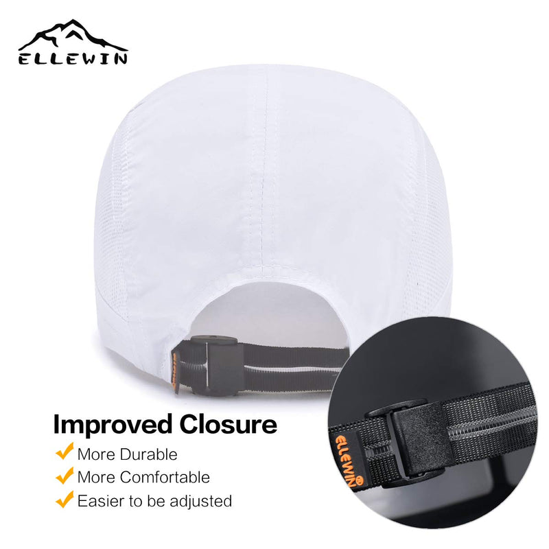 ELLEWIN Unisex Baseball Cap UPF 50 Unstructured Hat with Foldable Long Large Bill White-m/L - BeesActive Australia