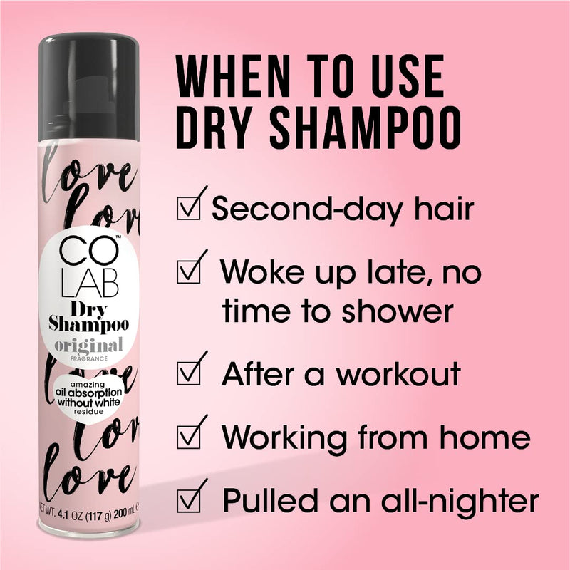 COLAB - Dry Shampoo, Original, 200ml, Pack of 1 - No White Residue, No Fuss, All Hair Types, Fresh Scent - BeesActive Australia