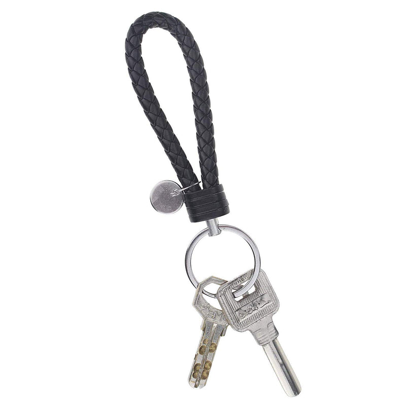 Beuya Handwoven Leather Keychains, Leather Weaving Lanyards Key Ring, Key Chain for Women and Men Black - BeesActive Australia