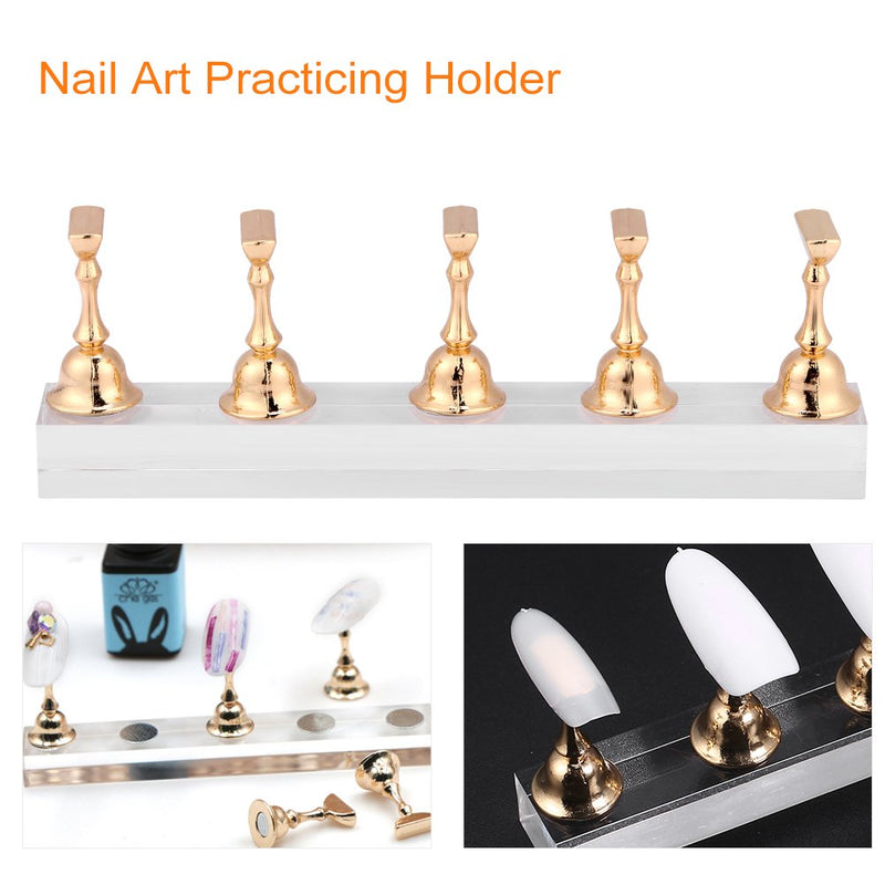 Nail Tips Stand Holder, Practice Stand Base Display Tools Set for Art Salon DIY and Traning Manicure, Magnetic Stuck Crystal Nail Art Holder Finger Practice Display Stand - BeesActive Australia