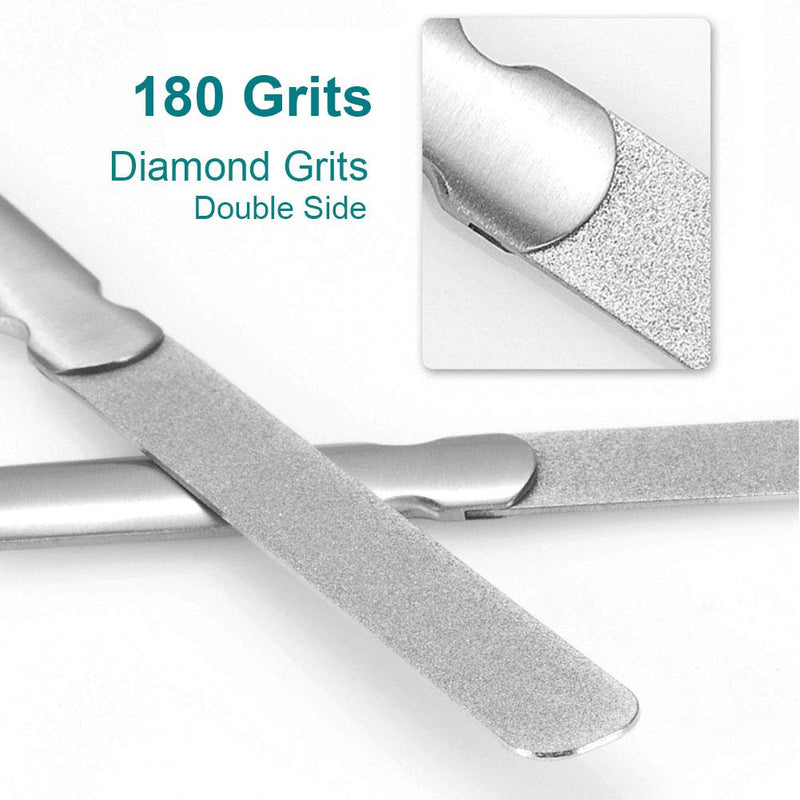 SHIGER Professional Double Sided 180 Diamond Grits Nail File with Case Stainless Steel Anti-Slip Handle Stainless Steel Easily Grinding for Finger Toe Natural Acrylic Nails Salon/Home/Travel(1 PACK) 1 PACK - BeesActive Australia