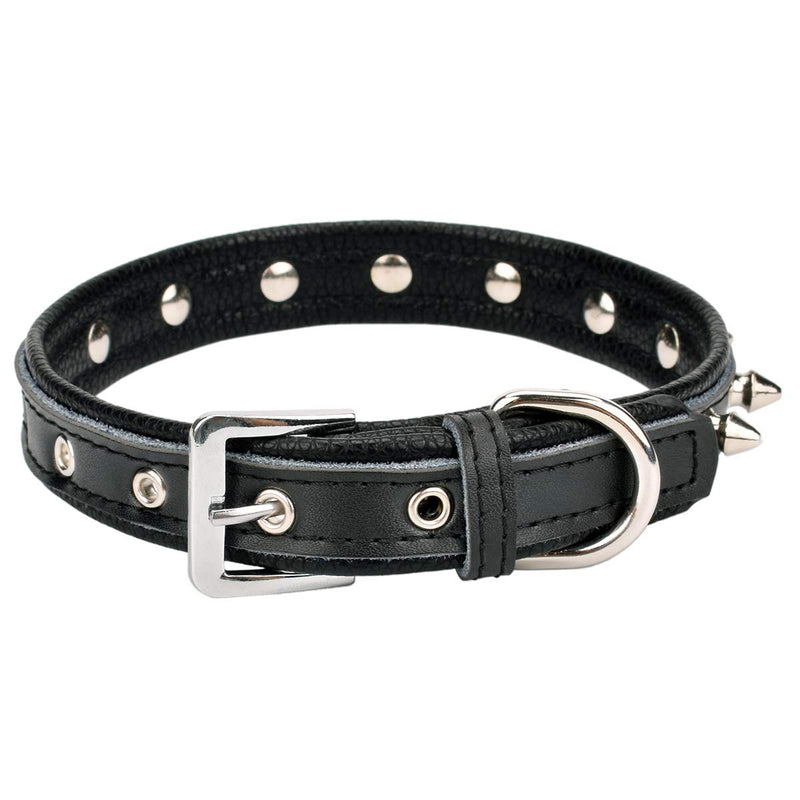 Aolove Spiked Studded Padded Leather Pet Collars for Cats Puppy Small Medium Large Dogs 14.5"-18.5" Neck * 1" Wide Black Spiked - BeesActive Australia