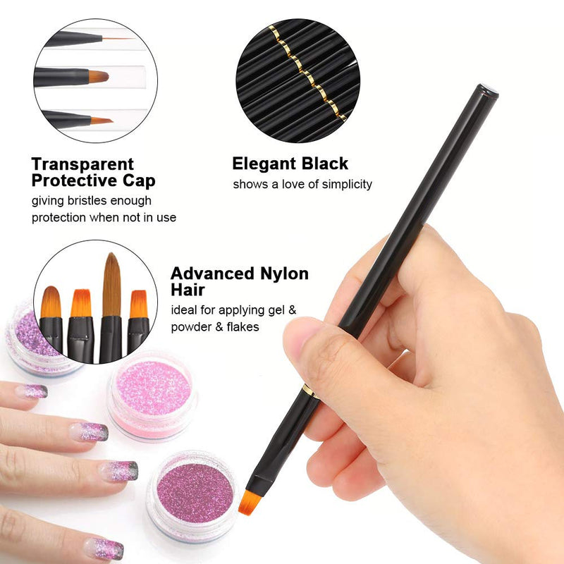 Nail Art Brush Set,Anself 10pcs Acrylic Painting Brush Set UV Gel Flower Drawing Pen - Black - BeesActive Australia