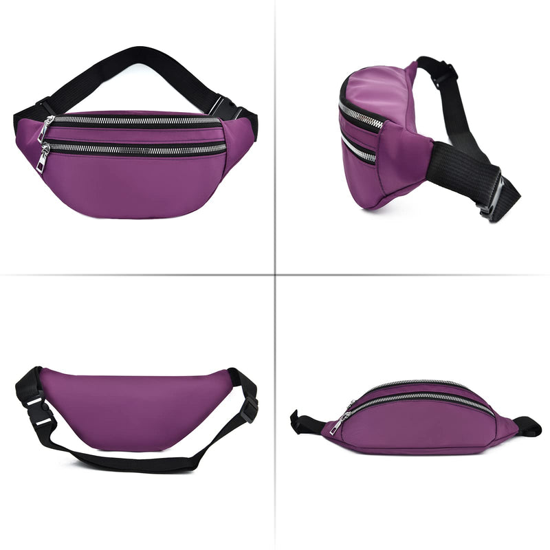 Peicees 2 Pack Fanny packs for women men Waterproof Crossbody Fanny Pack Hiking Waist Bag Belt Bag For Running Walking Casual Traveling Black+Purple - BeesActive Australia