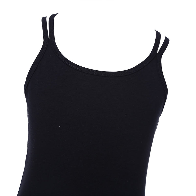 [AUSTRALIA] - inhzoy Kids Girls Criss Cross Back Camisole Leotard Cotton Basic Sports Undershirts Gym Dance Wear Black 8-10 