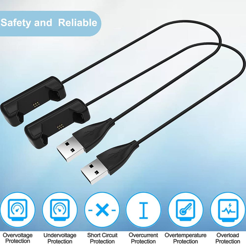 EXMRAT Compatible with Fit-bit Flex 2 Charger Cable (2Pack, 30cm/1ft), USB Charger Charging Cable for Fit-bit Flex 2 (Black, 2Pack) - BeesActive Australia
