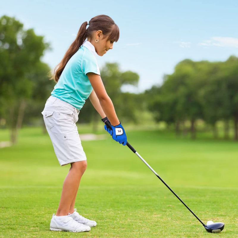 MAZEL Kids Golf Gloves for Junior Boys Girls, Right & Left Hand (1 Pair) Breathable Youth Toddler Golf Gloves, White Red Pink Blue Color,Age 3-8 S(Age 2-4) - BeesActive Australia