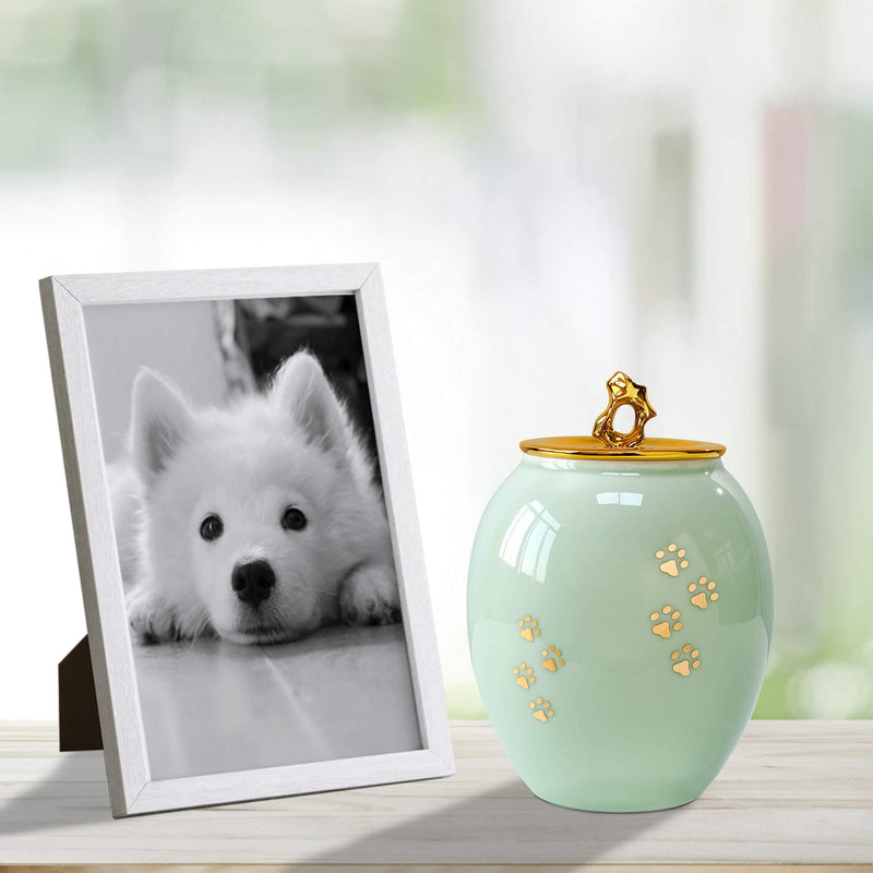 Medium Pet Urns for Dogs Ashes, Ceramics Pet Urn for Dog Ashes, Cat Dog Urns for Ashes (Paw Prints ) urns02 - BeesActive Australia
