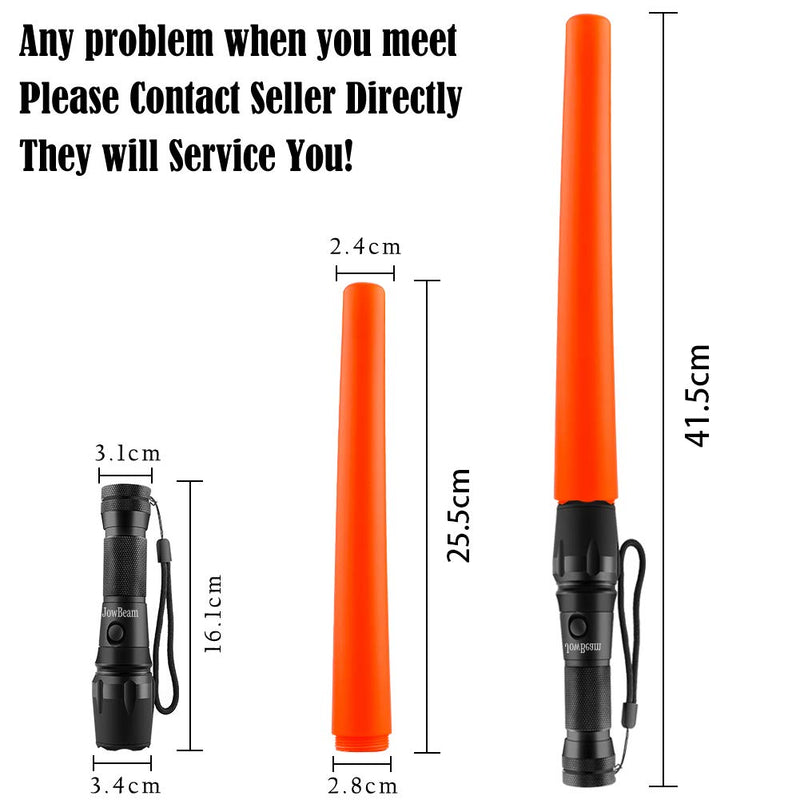 16 inch Traffic Wand Small Orange LED Safety Signal Wand Work Light Flashlight with Cone Flashing Modes,Wrist Strap Lanyard,Using 3 AAA Batteries(Not Included) A200 (2 Packs) - BeesActive Australia