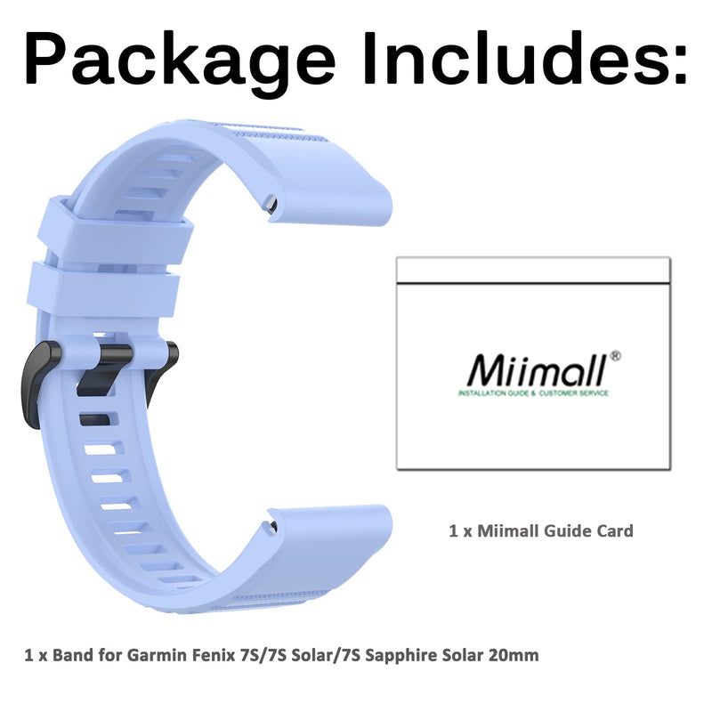 Miimall Compatible Garmin Fenix 7S Band, Soft Sport Silicone 20mm Replacement Wristband Lightweight Easy-Fit Band Straps for Garmin Fenix 20mm 7S/7S Solar/7S Sapphire Solar/6S/5S(Cornflower Blue) Cornflower Blue - BeesActive Australia