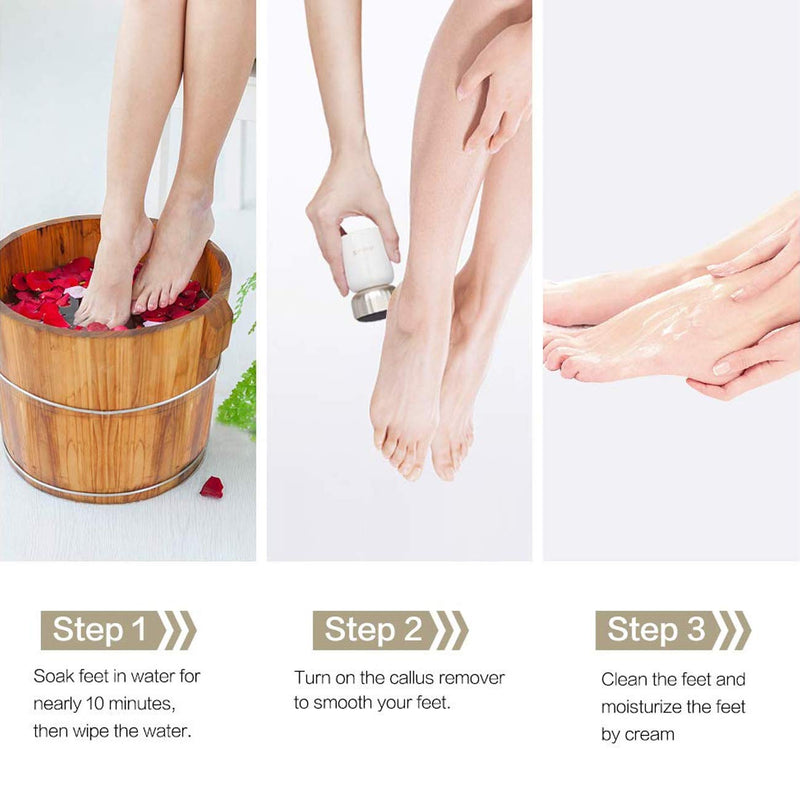 Electric foot callus remover, Rechargeable Foot file Scrubber Pedicure Tools, Professional Pedi Kit, Waterproof PediVac Feet Care Perfect for Dead,Hard Cracked Dry Skin with 3 Rollers - BeesActive Australia