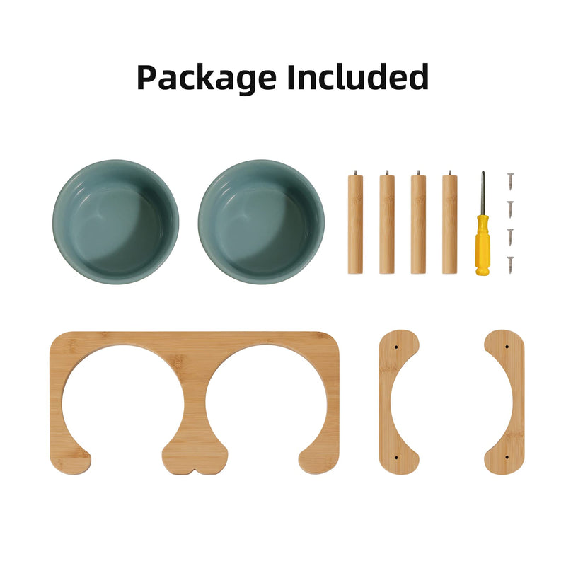 Havniva Ceramics Raised Dog Bowl with Non-Slip Stand Elevated Dog Bowl for Medium and Large Dog Food and Water Bowl Dog Dish Pet Feeding Bowl Medium - 6.9" Double - Dark Green - BeesActive Australia