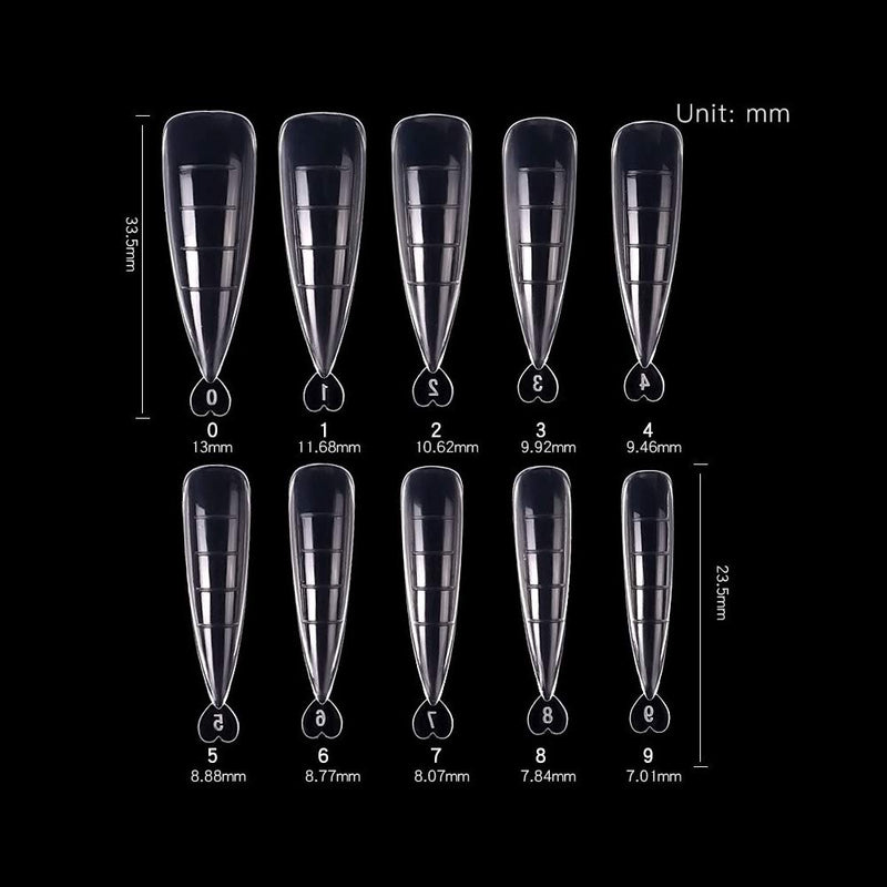 Desdemona 100 Pcs Poly Extension Gel Dual Nail Form - Builder Gel Stiletto Nail Molds False Nail Tips for Gel Manicure Nail Art Design Salon DIY at Home (Stiletto Dual Forms Set) Stiletto Dual Forms Set - BeesActive Australia