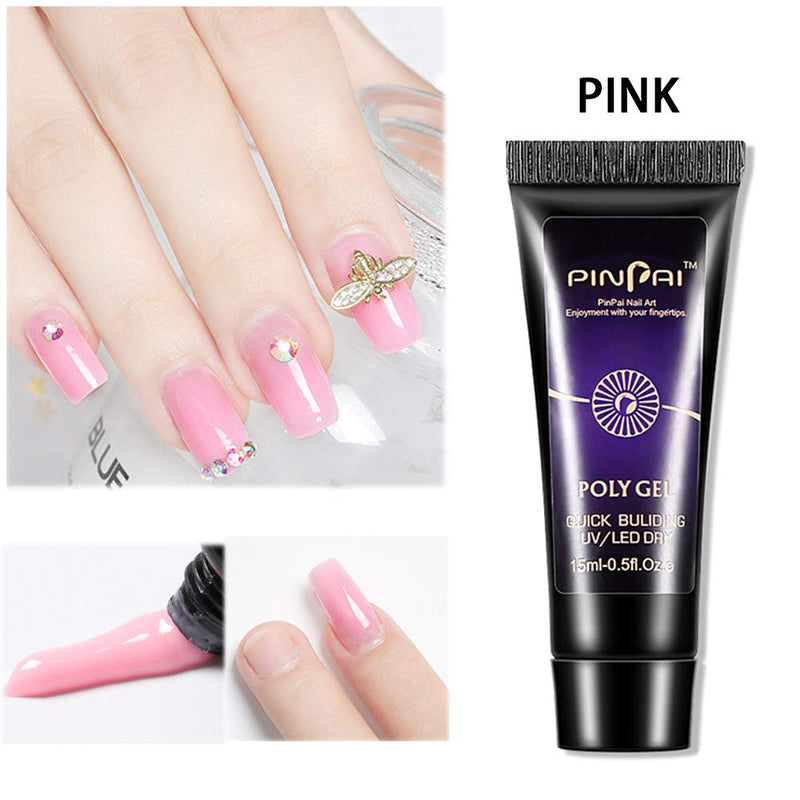 Poly Gel Nail Kit 15ml 2 Colors Nail Extension Gel With 60ml Slip Solution 100pcs Nail Tips Nail Brush Nail file Builder Gel - BeesActive Australia