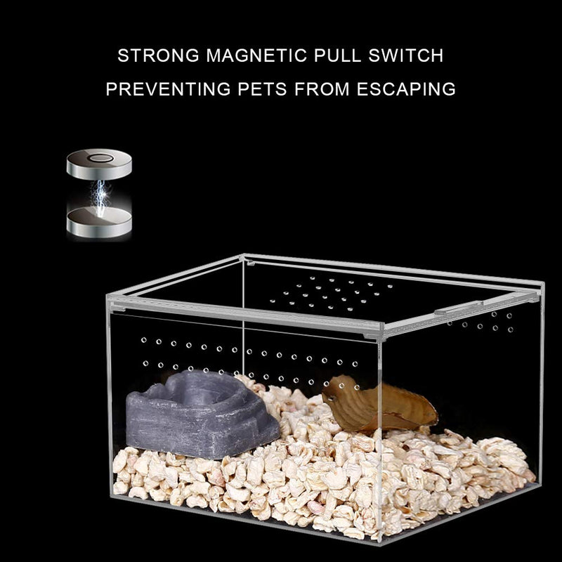 NANEEZOO Acrylic Reptile Breeding Box, 5x4x3 Inch Nano Flat/Long Enclosure Transparent Reptile Breeding Box Terrarium Cage Tank for Tarantula Scorpion Sling Isopods Invertebrates Insect Mantis - BeesActive Australia
