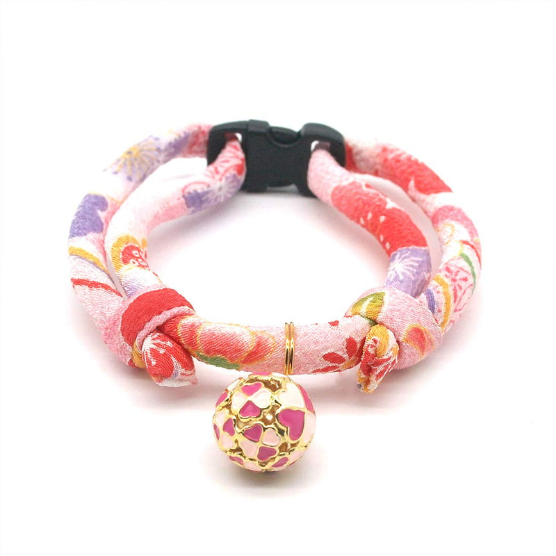 PetSoKoo Four-Leaf Clover Cat Collar with Bell Breakaway Buckle. Japan Chirimen,Cute Kitten Collar for Girl Boy,Samll Cat Standard (6-13 inch,16-32cm) Sakura Pink - BeesActive Australia
