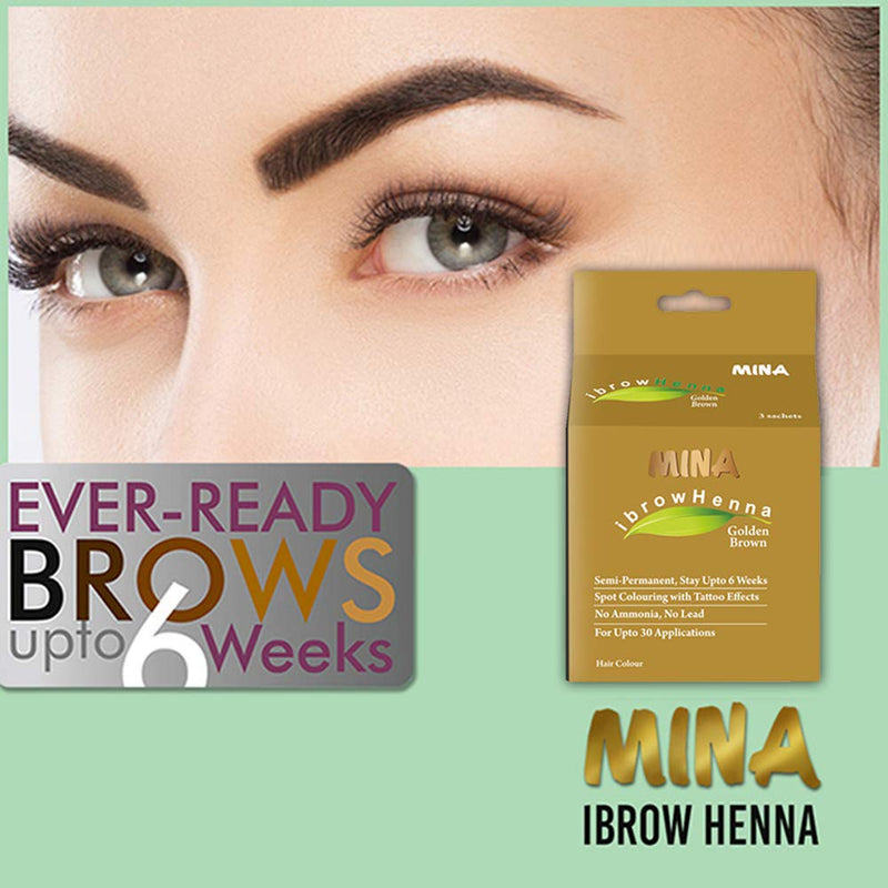 MINA ibrow Henna Golden Brown Tint Kit with Brow Cleanser - BeesActive Australia