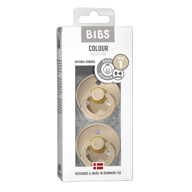 BIBS Pacifiers | Natural Rubber Baby Pacifier | Set of 2 BPA-Free Soothers | Made in Denmark | Vanilla | Size 0-6 Months - BeesActive Australia