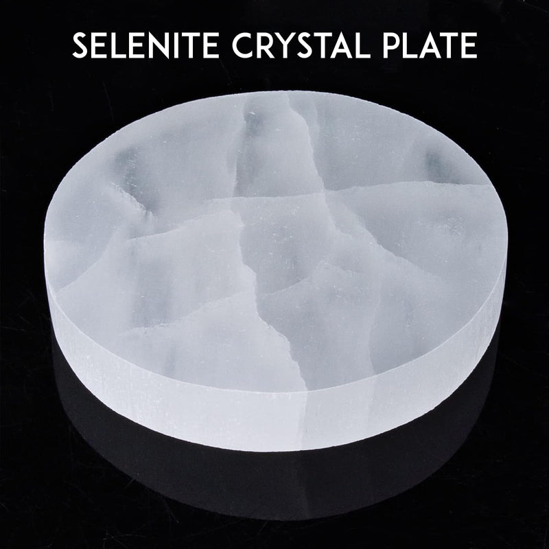 SG Selenite Crystal Charging Round Plate Handmade Natural White Selenite Disk Spiritual Healing Cleanse And Recharge Crystals Charging Plate Selenite Charging Plate Meditation Decoration Gift (7 cm) 7 cm - BeesActive Australia