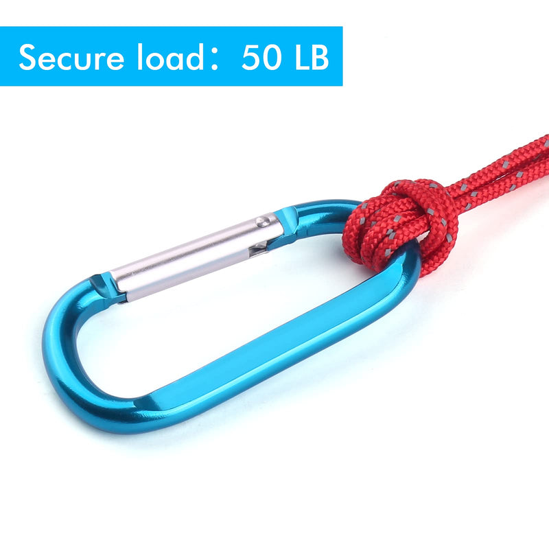 6PCS Carabiner Caribeaner Clip,3" Large Aluminum D Ring Shape Carabeaner with 6PCS Keyring Keychain Hook Multi-color - BeesActive Australia