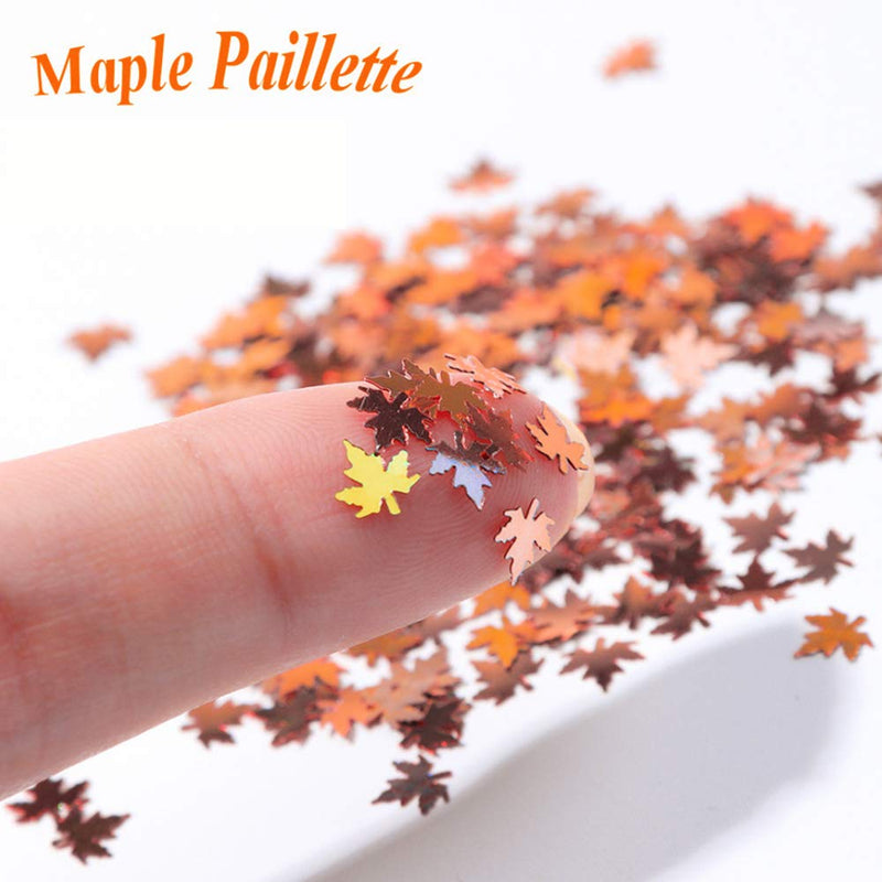 DAGEDA Maple Leaves Nail Art Stickers, 4 Boxes Fall Nail Decals Nails Art Glitters Flakes Stickers Nail DIY Manicure Decals Decoration (Yellow Orange) Yellow Orange - BeesActive Australia