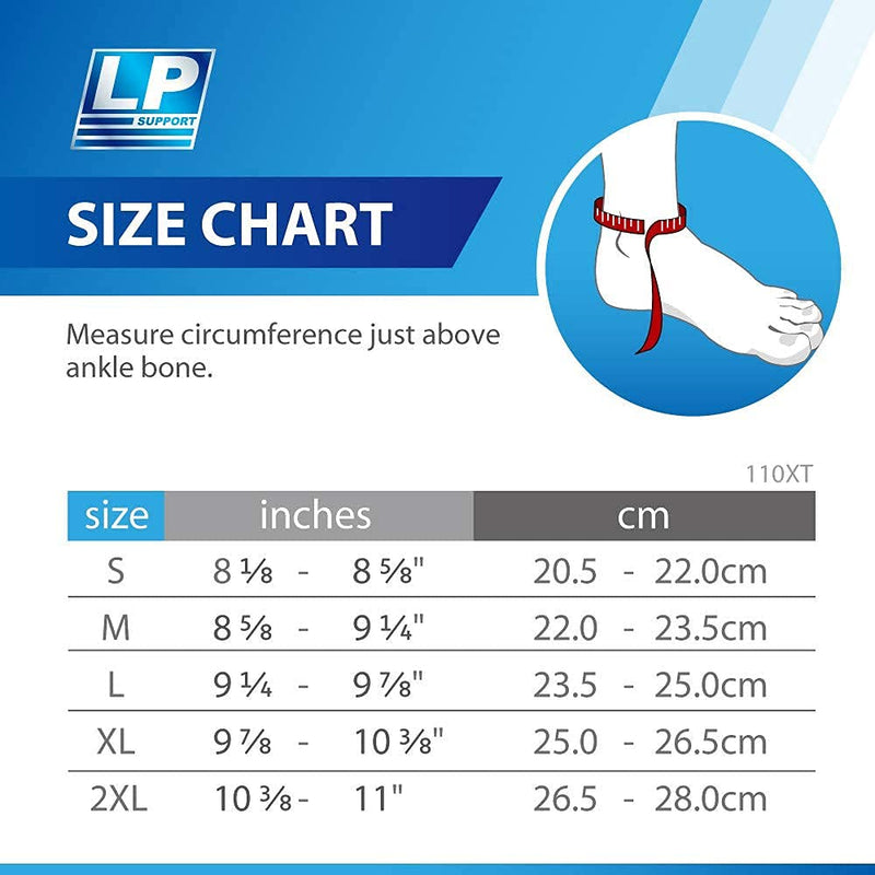 LP SUPPORT 110XT Men & Women Ankle Brace with Silicone Pad - Ankle Brace/Stabilizer with Compression Technology to Reduce Swelling and Relieve Pain (XXL) XXL - BeesActive Australia
