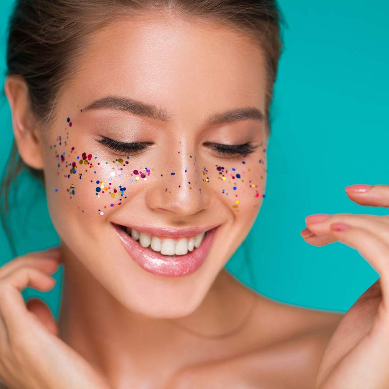 Holographic Body Glitter Gel Set 4 Colors Cosmetic Chunky Glitters Flakes Gel Colorful Mixed Paillette Gel for Festival Party Face Makeup, Body, Hair, Eye and Lips Shimmer Pink, Blue, Brown Set B - BeesActive Australia