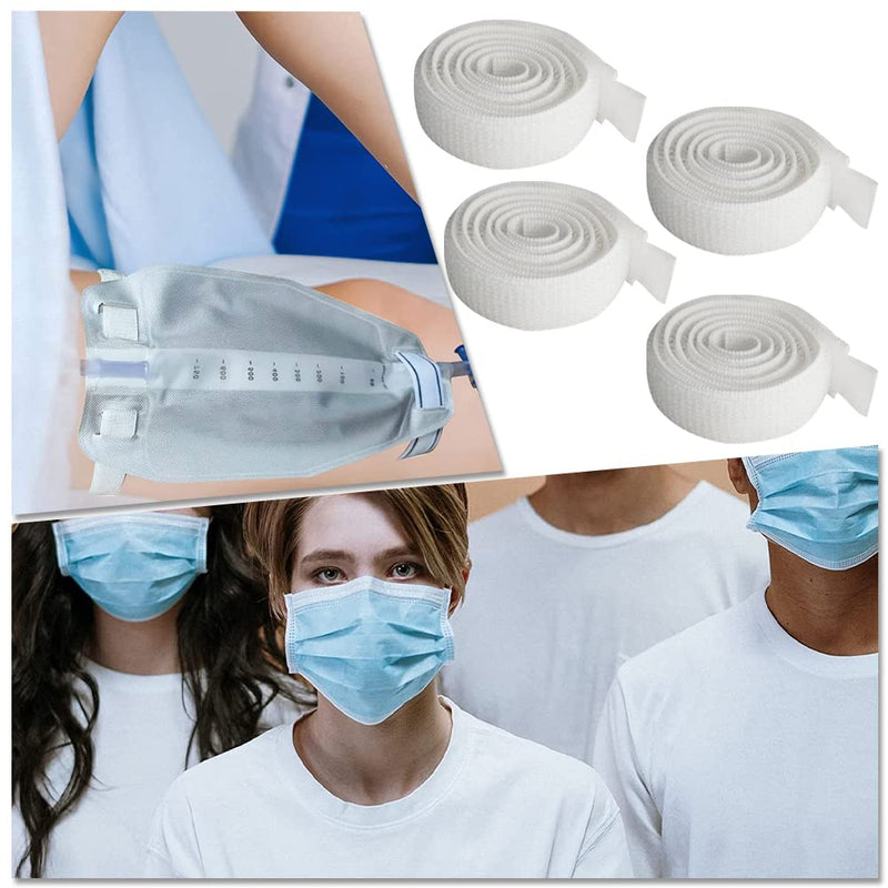 4 Pcs Catheter Leg Bag Straps Catheter Fixation Straps Leg Urinary Bag Fixation Tapes for Incontinence Urine Bag, White - BeesActive Australia