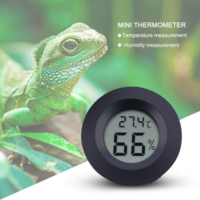 POPETPOP 2Pcs Reptiles Digital Thermometer Hygrometer, Round Shaped Temperature Humidity Meter for Lizard Gecko Snake Frog Turtle Reptiles or Indoor Bedroom Use Black - BeesActive Australia