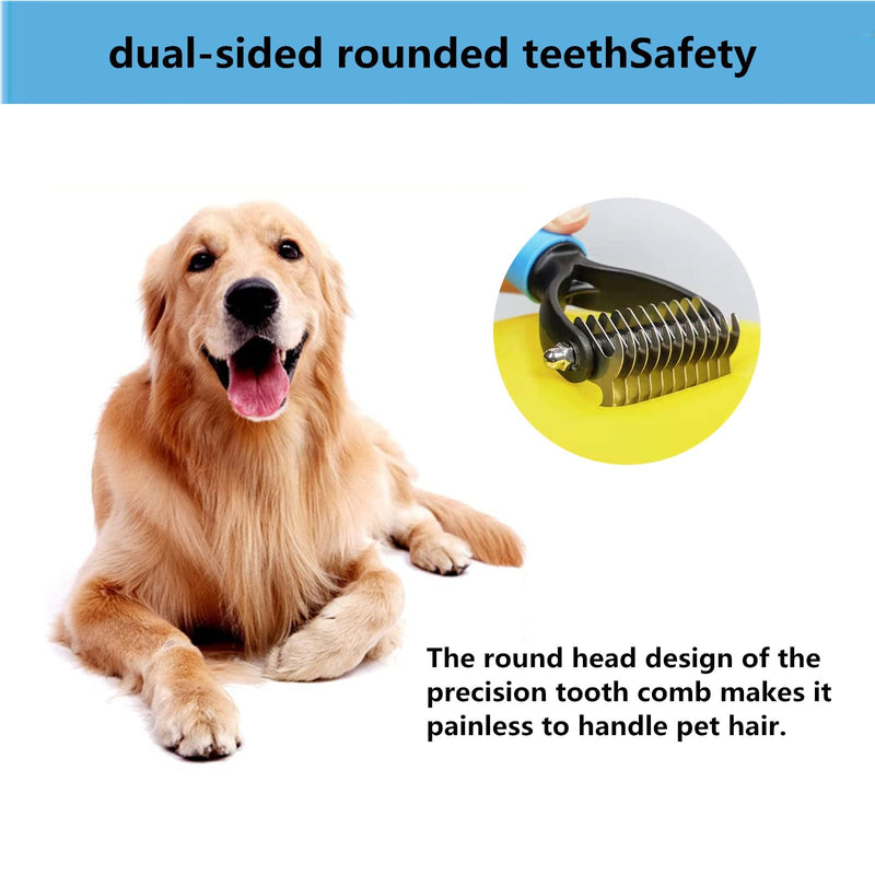 Ruipai undercoat rake for dogs -Pet Grooming Brush, for shedding is used to remove the hair pads and tangles of dogs and cats, large hair removal base , Blue ，double-sided professional -Detangler Comb - BeesActive Australia