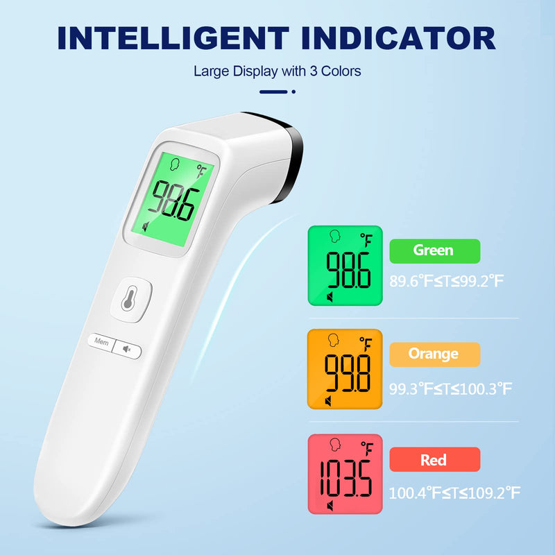 Forehead Thermometer, Baby and Adults Thermometer with Fever Alarm, LCD Display and Memory Function, Ideal for Whole Family (White) - BeesActive Australia