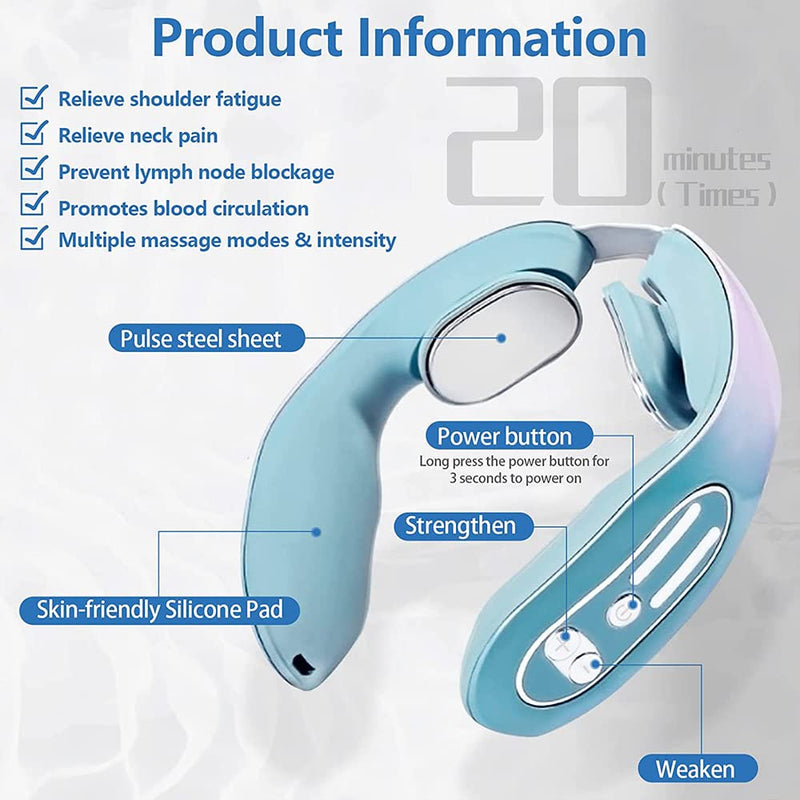 Neck Massager, Electric Neck Massager, Snap-On Neck Massager for Neck Pain Relief, Intelligent Deep Tissue Cordless Pulse Neck Massager, Smart Portable Massager for Home Office Car Outdoor - BeesActive Australia