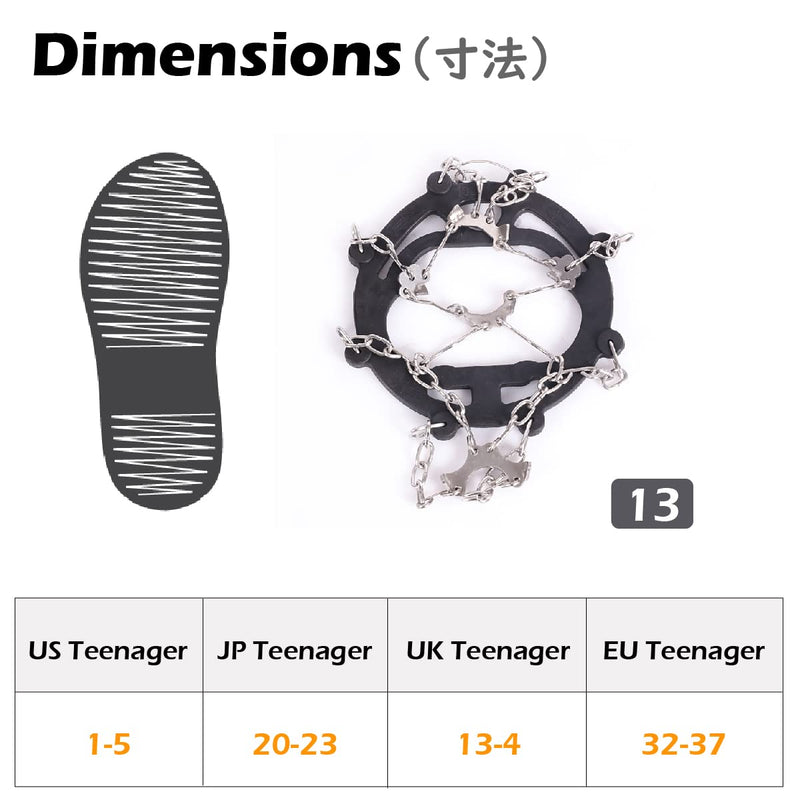 TRIWONDER Kids Crampons Ice Cleats Traction Snow Grips for Boots Shoes, Children 13 Stainless Steel Spikes for Hiking Fishing Walking Climbing Jogging Mountaineering Small - BeesActive Australia