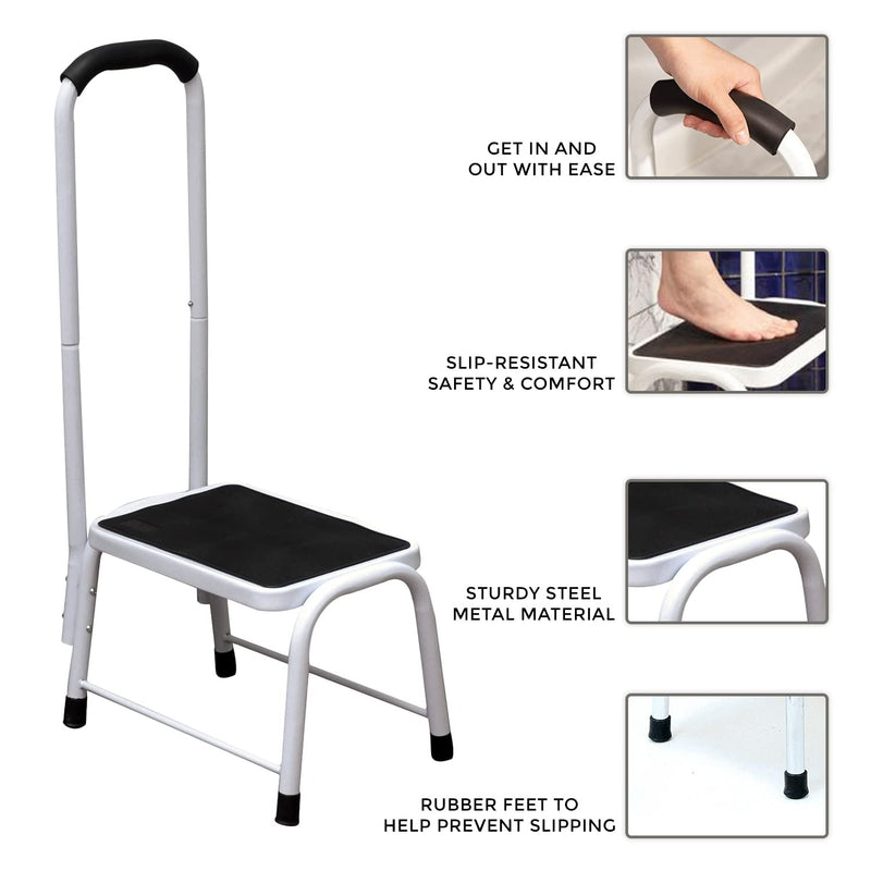 Non Slip Safety Step Stool Kitchen Bath Shower Mobility Aid Handrail Platform Support by Crystals® - BeesActive Australia