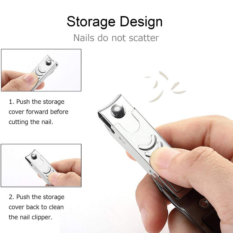 Nail Clipper Pinkiou Black Straight Edge Nail Clipper Stainless Steel Nail Cutter For Fingernail Toenail (2 Pieces) - BeesActive Australia