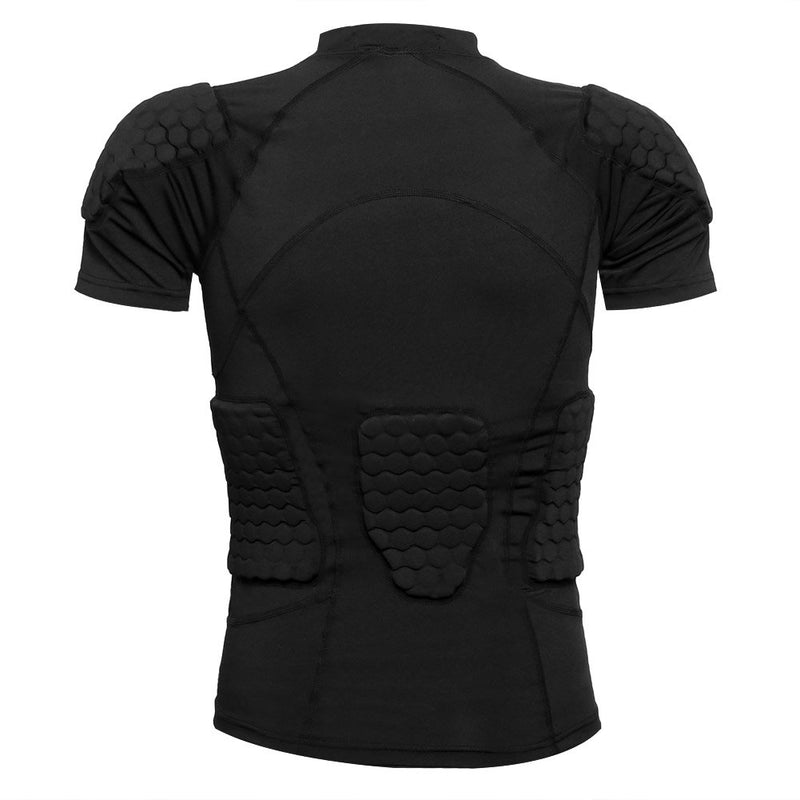 [AUSTRALIA] - Zicac Men's Sports Shock Rash Guard Compression Padded Shirt Soccer Basketball Protective Gear Chest Rib Guards Black US:S(Asia Tag M) 