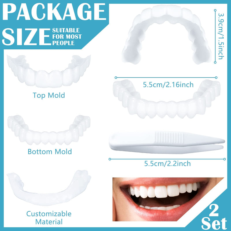 Fake Teeth Temporary Denture Teeth Veneer Snap in Teeth Confidence Smile Dentures Veneers Fake White Teeth with Mini Tweezers for Men and Women Bad Teeth Whitening Alternative (4 Pieces) - BeesActive Australia