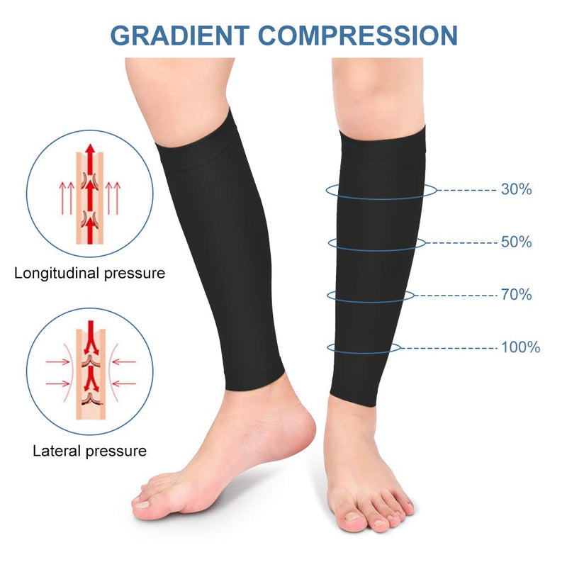 Yosoo Health Gear Graduated Calf Compression Sleeves, Medical Footless Compression Socks Men Women Shin Splints Leg Brace 20-30mmHg with Graduated Pressure for Swelling Varicose Veins Calf (Black-XL) - BeesActive Australia