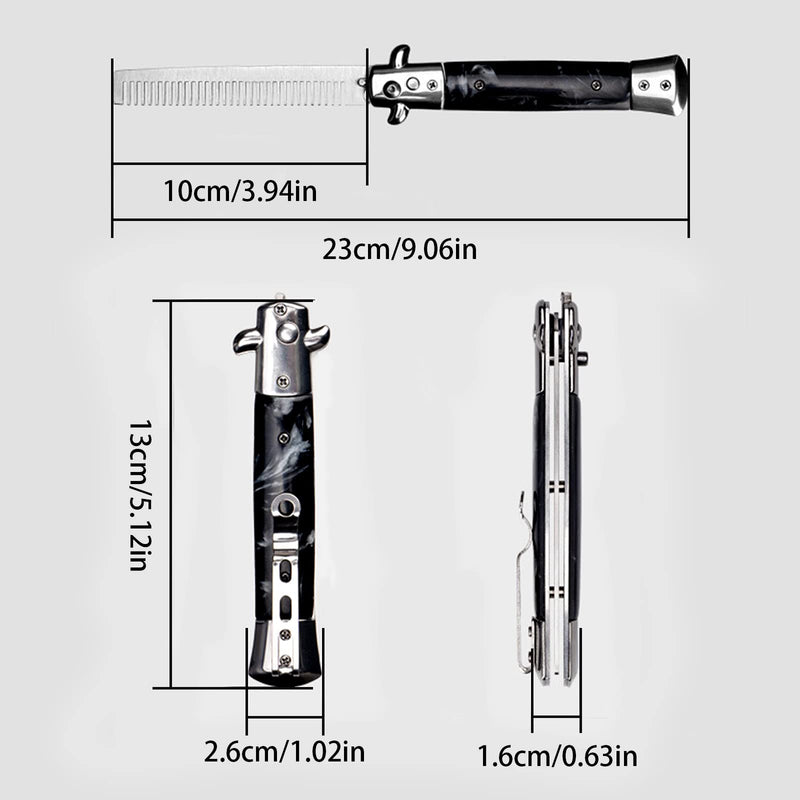 Foldable Pocket Comb, Stainless Steel Switchblade Comb Spring Jump Brush Switchblade Spring Pocket Oil Hair Comb Oil Hair Comb for Scalp Hair or Beard (Black) Black - BeesActive Australia