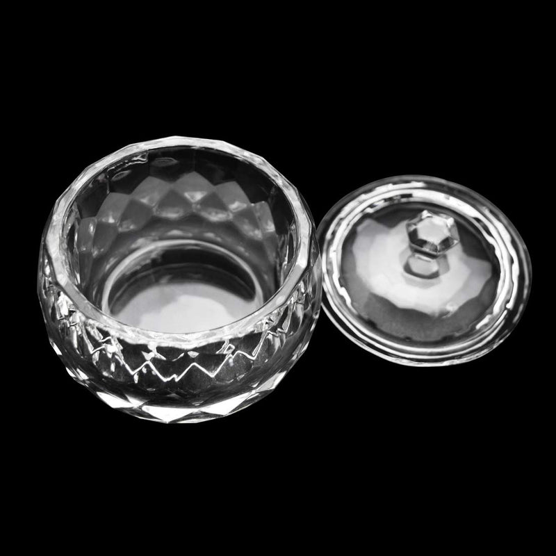 Round Crystal Clear Acrylic Liquid Powder Glass Dappen Dish Glass Cup w Cap Lid Bowl for Acrylic Nail Art Transparent Kit, HJ-NAPB013 Large Round Cup - BeesActive Australia