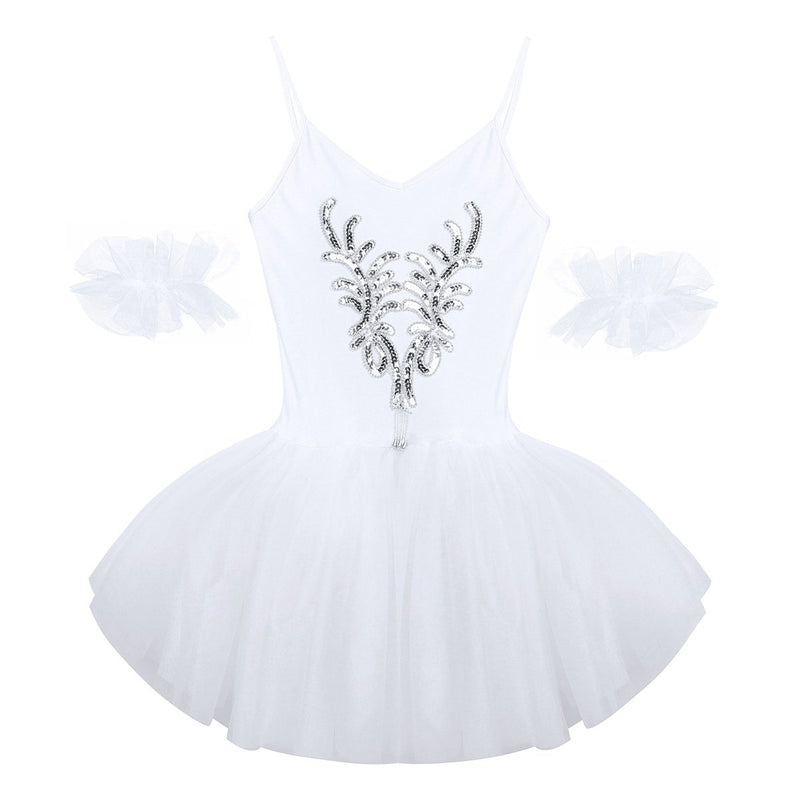[AUSTRALIA] - YiZYiF Women's Ballet Tutu Bustle Costume 3D Flower Swan Lake Dance Leotard Dress White Large 