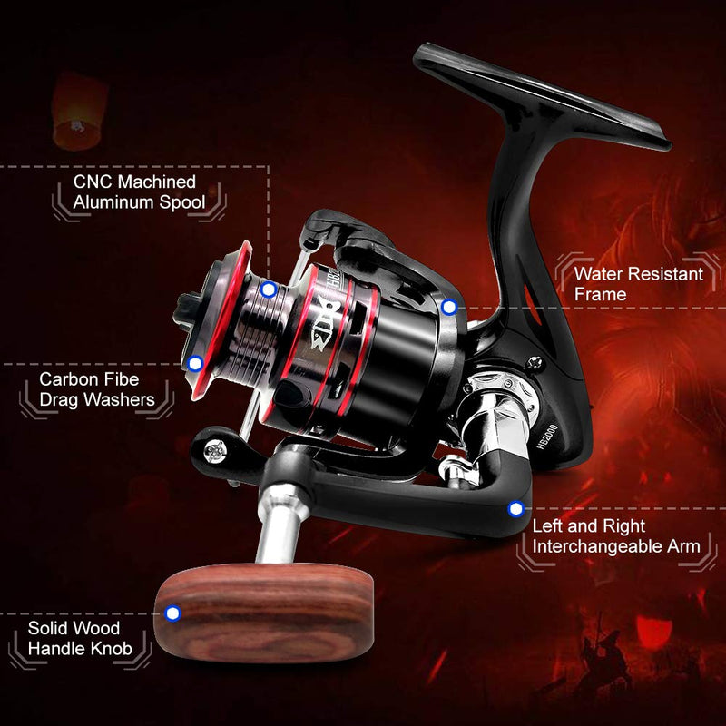 [AUSTRALIA] - Joyday Fishing Reel, Spinning Reel, Ultralight 5.2:1 Gear Ratio, 12 Ball Bearings, 39.5LB Carbon Fiber Drag, Reversible Handle for Left and Right Retrieve, Perfect for Freshwater and Saltwater H2000 