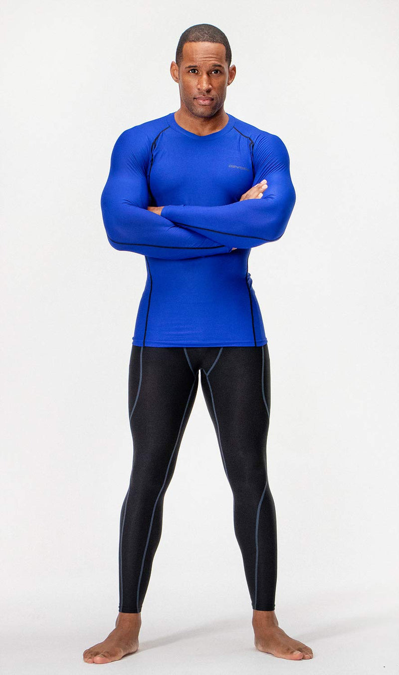 DEVOPS Men's 2~3 Pack Cool Dry Athletic Compression Long Sleeve Baselayer Workout T-Shirts Medium #1. (3 Pack) Black / Blue / White - BeesActive Australia