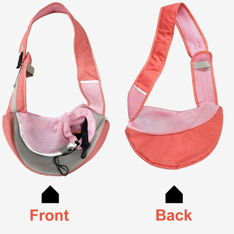 FEimaX Pet Dog Sling Carrier Puppy Pet Slings Bag for Small Dogs Cats Satchel Carriers Breathable Mesh Hand Free with Adjustable Strap Doggie Crossbody for Outdoor Travel Pink - BeesActive Australia