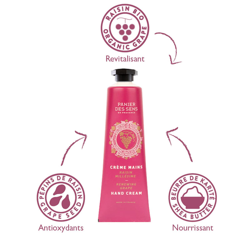 Panier des Sens Grape Hand cream for dry cracked hands with Olive oil - Made in France 97% natural - 1floz/30ml 1.00 Ounce (Pack of 1) - BeesActive Australia